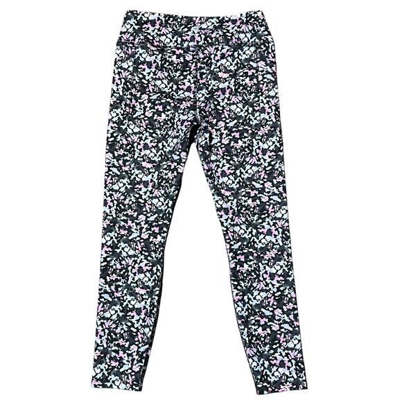 Avia Pink Blue Abstract High Waist Athletic Leggings Recycled Fabric L 10-12 - Picture 8 of 16